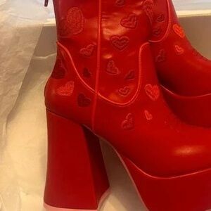 Dolls Kill Red Heart Heeled Boots
